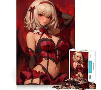 Red-Haired Anime Girl with Wings 1000 Pieces Jigsaw Puzzles for Teenagers Logic Train Toy Quiet Fun Smooth Cut Lovely Gift (50x75cm)