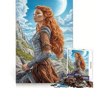 Red-Haired Fantasy Warrior Woman 1000 Pieces Jigsaws Adults Puzzles Think Smart Toy Home Activity Smooth Cut Xmas Surprise (38x26cm)