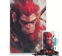 Red-Haired Monkey Warrior Hard Jigsaw Puzzle for Adults 1000 Pieces Fine Logic Toy Calm Fun Neat Edge Thoughtful Gift (38x52cm)