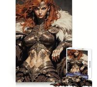 Red-haired Warrior with Bear And Sword Jigsaw Puzzles 1000 Piece for Adults Smart Reason Toy Casual Fun Smooth Edge Wall Art Decor (38x52cm)