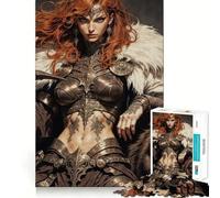Red-haired Warrior with Bear And Sword Jigsaw Puzzles for Adults1000 Pieces Mind Skill Toy Quiet Hobby Design Assembly (50x75cm)
