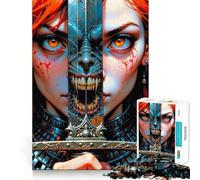 Red-Haired Warrior Woman 1000 Piece Jigsaw Puzzle for Adults Memory Gain Gentle Leisure Design Assembly Art Collection Piece (38x26cm)