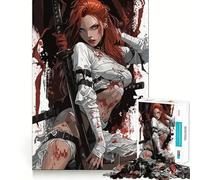 Red-Haired Warrior Woman 1000 Piece Jigsaw Puzzles for Teenagers Jigsaw Think Toy Together Fun Sharp Cut Art Collectible (38x52cm)