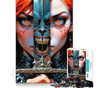 Red-Haired Warrior Woman 1000 Pieces Jigsaws Adults Puzzles Think Smart Toy Home Activity Smooth Cut Xmas Surprise (50x75cm)
