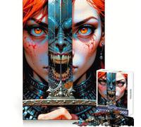 Red-Haired Warrior Woman 1000 Pieces Jigsaws Adults Puzzles Think Smart Toy Home Activity Smooth Cut Xmas Surprise (50x75cm)