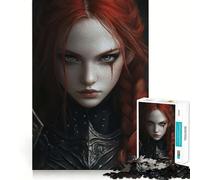 Red-Haired Warrior Woman Hard Jigsaw Puzzle for Adults 1000 Pieces Intellect Toy Cozy Time Quality Cut (38x26cm)