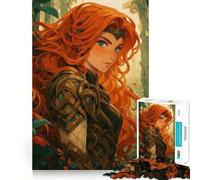 Red-haired Warrior Woman in Forest Jigsaw Puzzles for Adults1000 Pieces Mind Skill Toy Quiet Hobby Design Assembly (38x26cm)