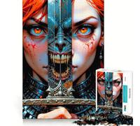 Red-Haired Warrior Woman Jigsaw Puzzles 1000 Pieces for Adults Memory Gain Anxiety Relief Design Assembly Artistic Gift (38x52cm)