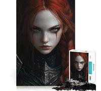 Red-Haired Warrior Woman Jigsaw Puzzles 1000 Pieces for Adults Strengthen Memory Group Joy Clean Edge Stylish Gift (50x75cm)