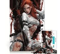 Red-Haired Warrior Woman Jigsaw Puzzles for Adults1000 Pieces Mind Skill Toy Quiet Hobby Design Assembly (38x26cm)