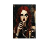 Red-haired Witch, Holy Grail And Serpent Dark Fantasy Oil Painting Canvas Poster Wall Art Decor Print Picture Paintings for Living Room Bedroom Decoration 08x12inch(20x30cm)