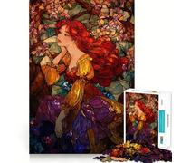 Red-haired Woman in Floral Setting Jigsaw Puzzles for Teenagers 1000 Piece Brain Workout Toy Mental Relax Art Assembly Unique Gift (50x75cm)
