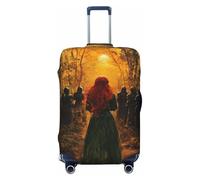 Red-Haired Woman in The Forest Sunset Elastic Travel Luggage Covers Dustproof Scratch-Resistant Suitcase Protector Fit 22-24 Inch