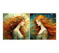 Red Haired Women Rice Paper, 29 X 29cm (2 pc) - 2X Surreal Women for Furniture Poster Craft Decoupage by CRAFT KREATIVELY
