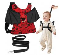 Red Halloween Baby Walking Harness, Toddler Reins with Butterfly Wings 1-3Y | Halloween Themed Design for Festive Walks, Adjustable Toddler Harness Helps Prevent Falls, Great for Parties and Outdoor Use