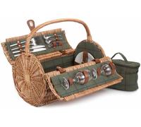 Red Hamper 2 Person Green Tweed Barrel Picnic Basket -