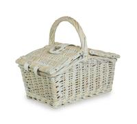 Red Hamper 28cm White Double Lidded Wicker Picnic Basket
