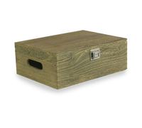 30cm Oak Effect Wooden Box Red Hamper Brown One Size