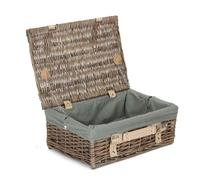 35cm Antique Wash Split Willow Picnic Basket with Grey Lining