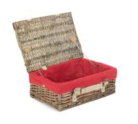 Red Hamper 35cm Antique Wash Split Willow Wicker Basket - Red