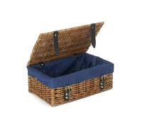 Wicker Double Steamed Unlined 35cm Empty Hamper Basket Red Hamper Blue One Size