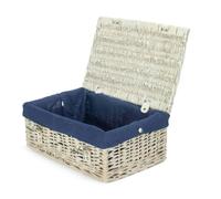 Red Hamper 35cm Whitewash Willow Wicker Picnic Basket - Blue