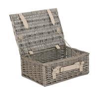 Red Hamper 36cm Antique Wash Wicker Picnic Basket with Cotton Lining - Antique Wash