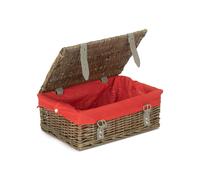 Red Hamper 36cm Antique Wash Willow Wicker Picnic Basket - Red