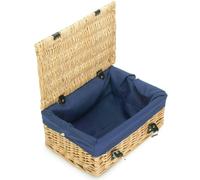Red Hamper 36cm Buff Wicker Empty Picnic Basket - Navy