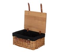 Red Hamper 36Cm Double Steamed Black Lined Willow Empty Picnic Basket With Pinewood Lid