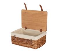Red Hamper 36Cm Double Steamed White Lined Willow Empty Picnic Basket With Pinewood Lid