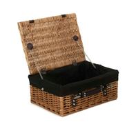 Red Hamper EH030BL Wicker 36cm Double Steamed Picnic Basket with Black Lining