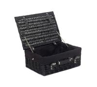 Red Hamper 36cm Empty Black Willow Picnic Basket With Cotton Lining - Black