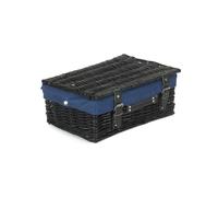 Red Hamper 36cm Empty Black Willow Picnic Basket With Cotton Lining - Blue