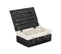 Red Hamper 36cm Empty Black Willow Picnic Basket With Cotton Lining - White