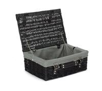 Red Hamper 36cm Empty Black Willow Picnic Basket With Grey Lining Red Hamper Grey