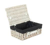 Red Hamper 36cm White Wash Willow Wicker Picnic Basket - Black