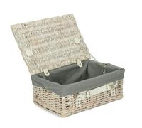 Red Hamper 36cm White Wash Willow Wicker Picnic Basket - Grey