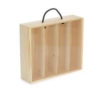 Red Hamper 4 Beer Bottle Pinewood Carry Case with Acrylic Lid in Light Brown Red Hamper Light Brown