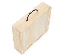 Red Hamper 4 Beer Bottle Pinewood Carry Case with Solid Lid in Light Brown Red Hamper Light Brown