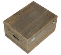 40cm Oak Effect Wooden Box Red Hamper Brown One Size