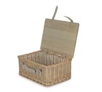 Red Hamper 41Cm Antique Wash Empty Picnic Basket With Pinewood Lid