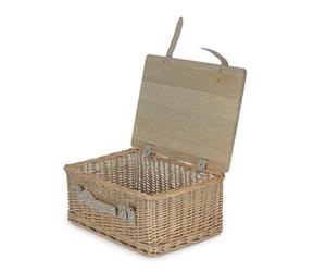 Red Hamper 41Cm Antique Wash Empty Picnic Basket With Pinewood Lid