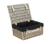 Wicker 40cm Antique Wash Picnic Basket with Cotton Lining Red Hamper Black One Size