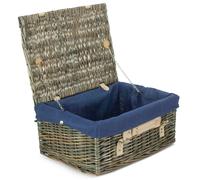 Red Hamper 41cm Antique Wash Wicker Picnic Basket with Cotton Lining - Blue - Wicker - 1