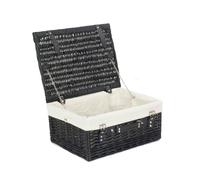 Red Hamper 41cm Black Painted Willow Picnic Basket with Cotton Lining - White