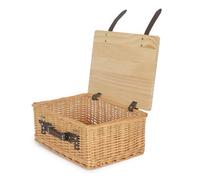Red Hamper 41Cm Buff Willow Empty Picnic Basket With Pinewood Lid