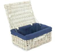 Red Hamper 41cm White Wash Wicker Willow Picnic Basket - Blue