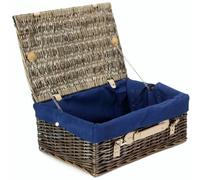 Red Hamper 45cm Antique Wash Hamper with Cotton Lining in Blue Red Hamper Blue