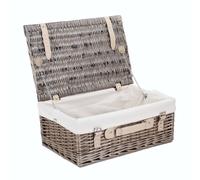 Red Hamper 45cm Antique Wash Hamper with Cotton Lining in White Red Hamper White